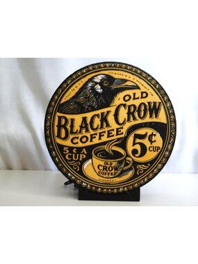 Old Black Crow Coffee LED Light Box – Vintage Design Rustic Kitchen Decor